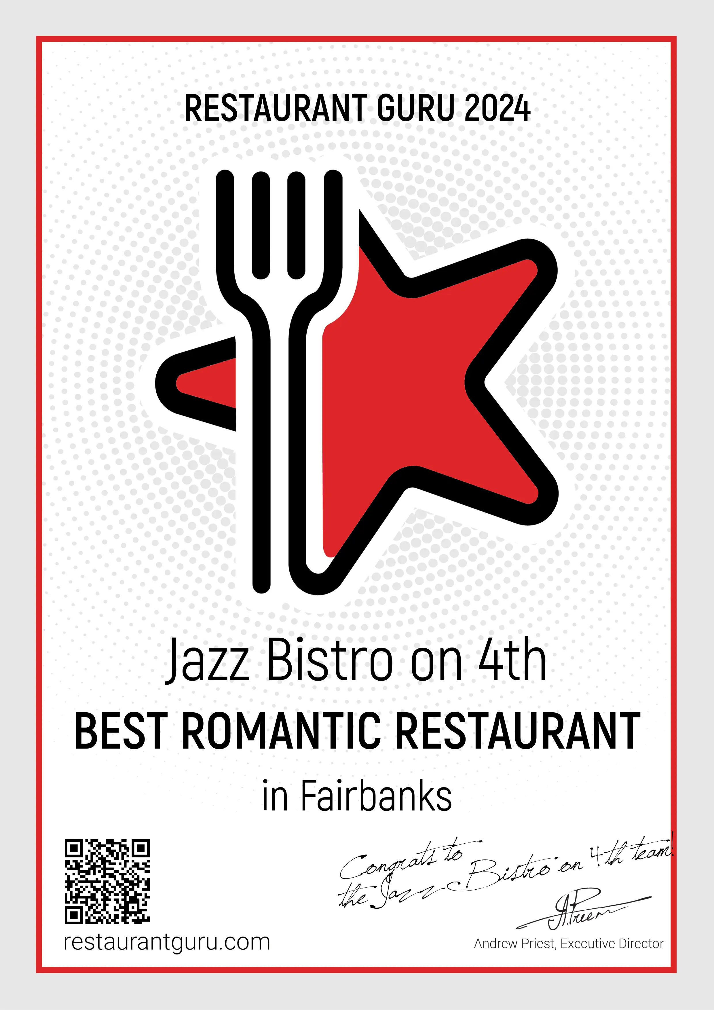 Award for best romantic restaurant